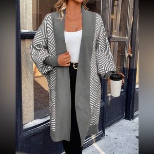 Bohemian Style Knitted Lantern Sleeve Sweater Cardigan